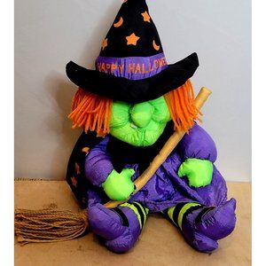 Vintage 1994 Stuffins Witch Plush Toy Decor Nylon Polyester Fabric Parachute